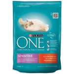 Purina ONE Sensitive (Пуріна ВАН Сенситив) Сухий повнораціонний корм для дорослих котів з індичкою та рисом 200 г